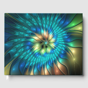 Luminous Fantasy Flower, Colourful Abstract Fracta Guest Book