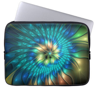 Luminous Fantasy Flower, Colourful Abstract Fracta Laptop Sleeve