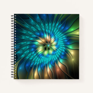 Luminous Fantasy Flower, Colourful Abstract Fracta Notebook
