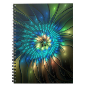 Luminous Fantasy Flower, Colourful Abstract Fracta Notebook