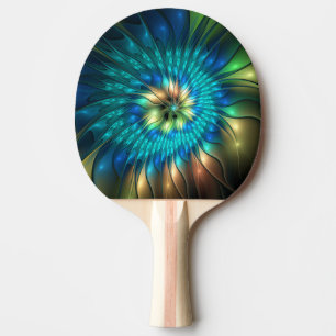 Luminous Fantasy Flower, Colourful Abstract Fracta Ping Pong Paddle