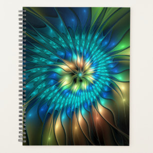 Luminous Fantasy Flower, Colourful Abstract Fracta Planner
