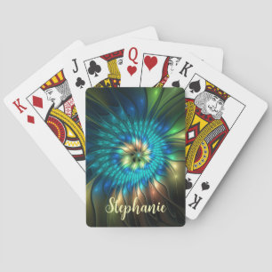 Luminous Fantasy Flower, Colourful Abstract Fracta Playing Cards