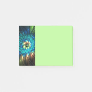 Luminous Fantasy Flower, Colourful Abstract Fracta Post-it Notes