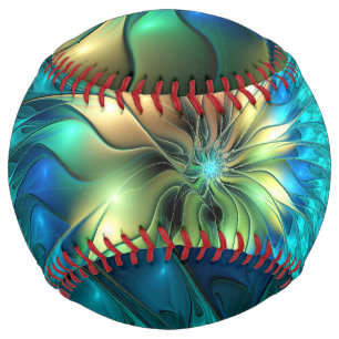 Luminous Fantasy Flower, Colourful Abstract Fracta Softball