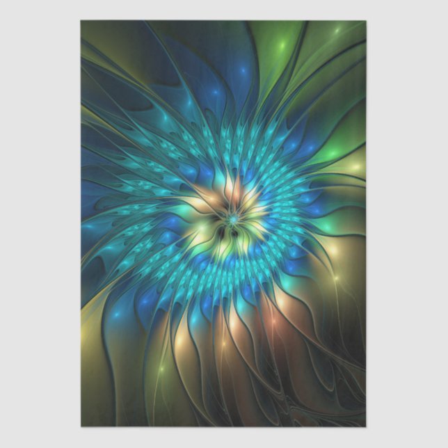 Luminous Fantasy Flower, Colourful Abstract Fracta Tissue Paper (Front)