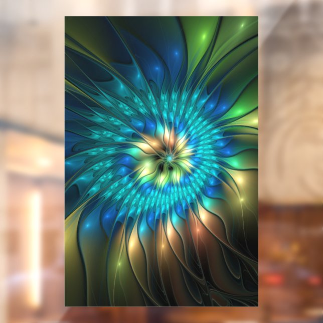 Luminous Fantasy Flower, Colourful Abstract Fracta Window Cling (Sheet 2)