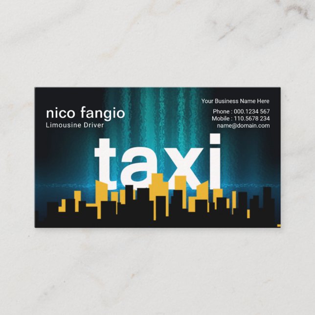 Luminous Floating TAXI Skyline Taxi Driver Business Card (Front)