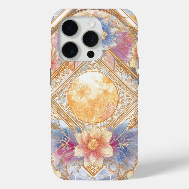 Luminous Floral Geometry in Soft Gold & Pastel Case-Mate iPhone Case (Back)