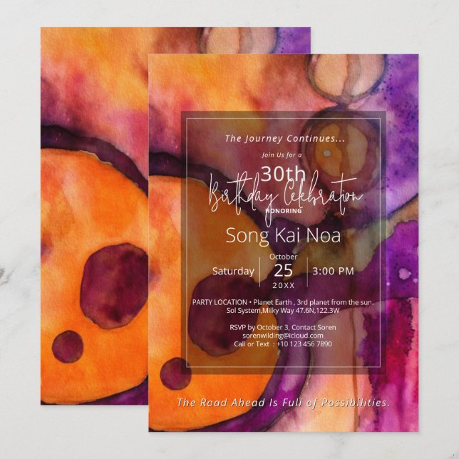Luminous Flow | Abstract Watercolor  Invitation (Front/Back)