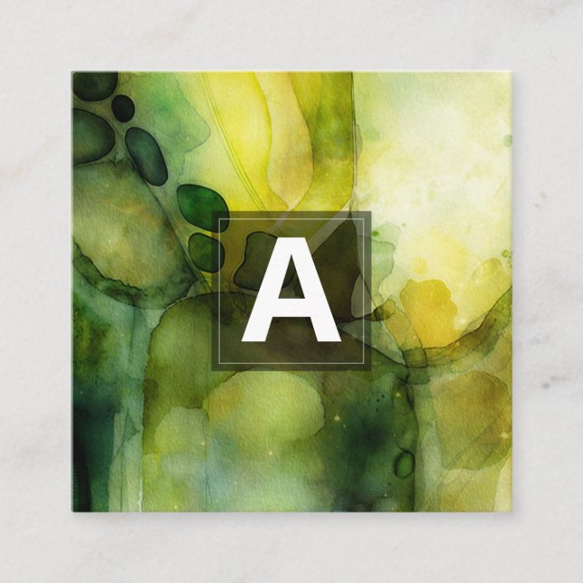 Luminous Flow | Abstract Watercolor  Square Business Card (Front)