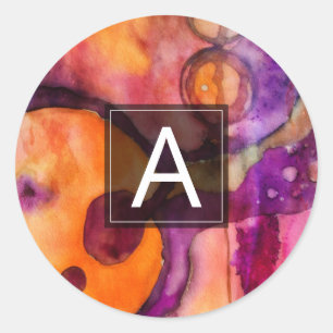 Luminous Flow Green Abstract Watercolor Classic Round Sticker
