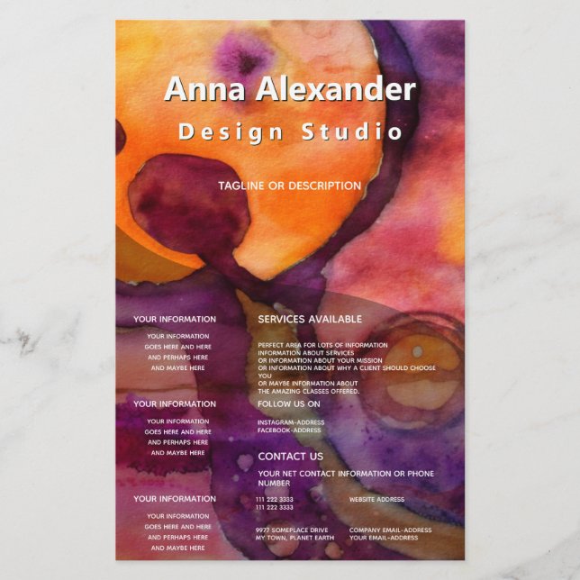 Luminous Flow | Green Abstract Watercolor  Flyer (Front)