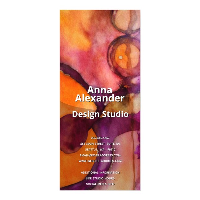 Luminous Flow | Green Abstract Watercolor  Rack Card (Back)