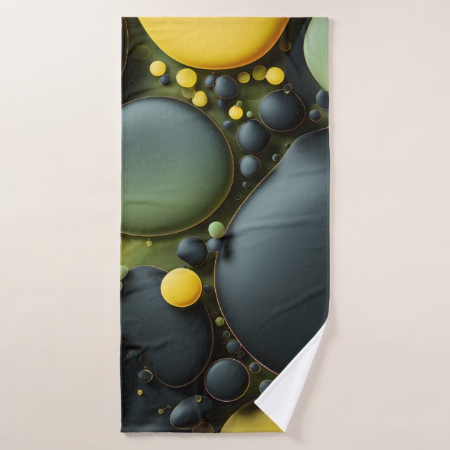 Luminous Fluid Dynamics: Yellow and Green Abstract Bath Towel (Bath Towel)