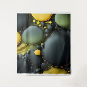 Luminous Fluid Dynamics: Yellow and Green Abstract Tapestry
