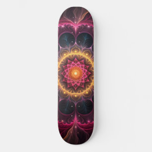 Luminous Fractal Flower   Spiritual Art Design Skateboard