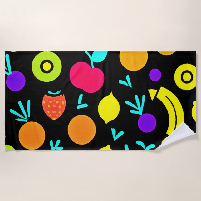 Luminous Fruit Fiesta Beach Towel (Front)
