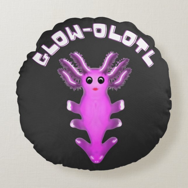 Luminous Galaxy Axolotl Digital Art  Round Cushion (Front)