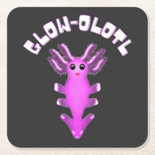 Luminous Galaxy Axolotl Digital Art  Square Paper Coaster