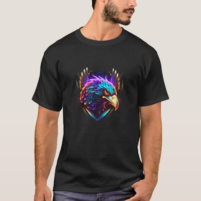 Luminous Glowing Eagle Artistic T-Shirt (Front)