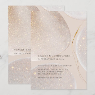 Luminous Gold & Blush Fawn Shimmer Wedding Invitation