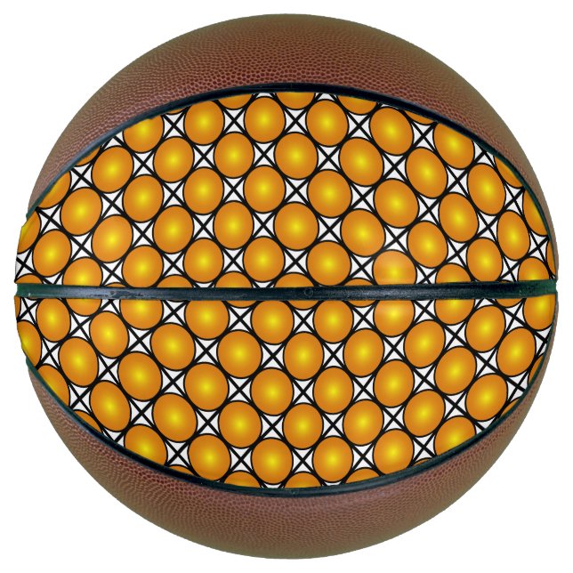 Luminous Golden Dots Black White Lattice Pattern Basketball (Front)