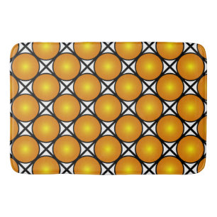 Luminous Golden Dots Black White Lattice Pattern Bath Mat