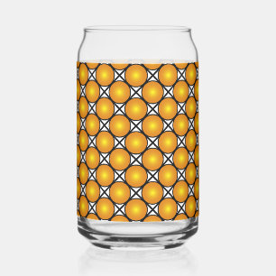 Luminous Golden Dots Black White Lattice Pattern Can Glass