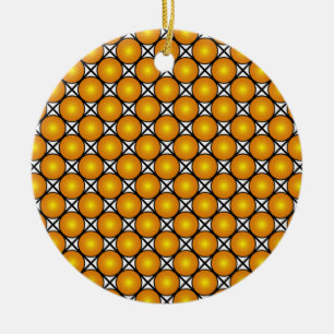 Luminous Golden Dots Black White Lattice Pattern Ceramic Tree Decoration