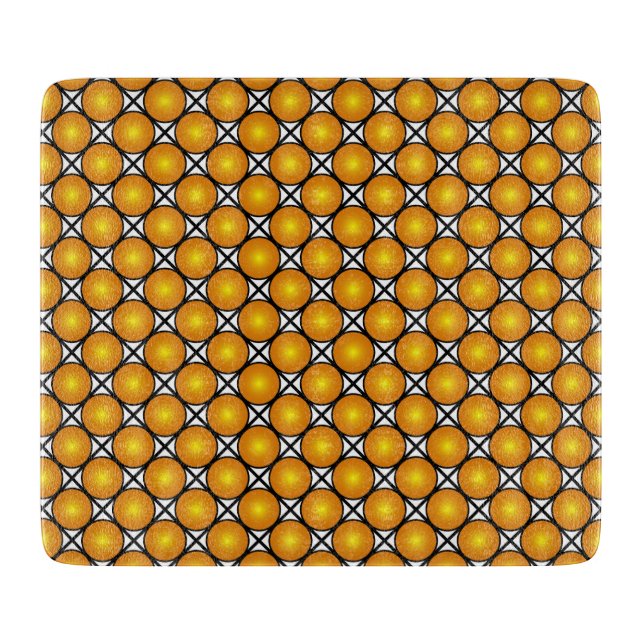 Luminous Golden Dots Black White Lattice Pattern Cutting Board (Front)