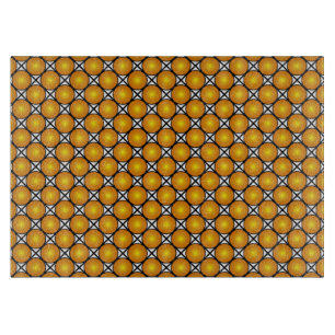 Luminous Golden Dots Black White Lattice Pattern Cutting Board