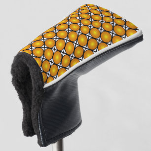 Luminous Golden Dots Black White Lattice Pattern Golf Head Cover