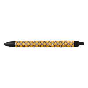 Luminous Golden Dots Black White Lattice Pattern Ink Pen