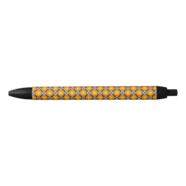 Luminous Golden Dots Black White Lattice Pattern Ink Pen (Front)