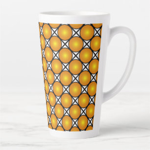 Luminous Golden Dots Black White Lattice Pattern Latte Mug