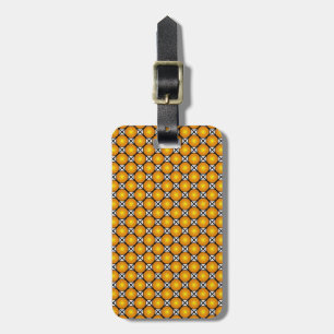 Luminous Golden Dots Black White Lattice Pattern Luggage Tag