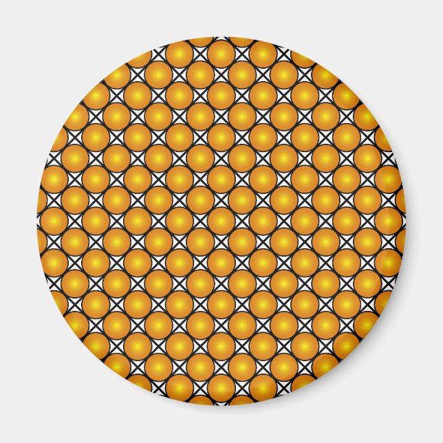 Luminous Golden Dots Black White Lattice Pattern Magnet (Front)
