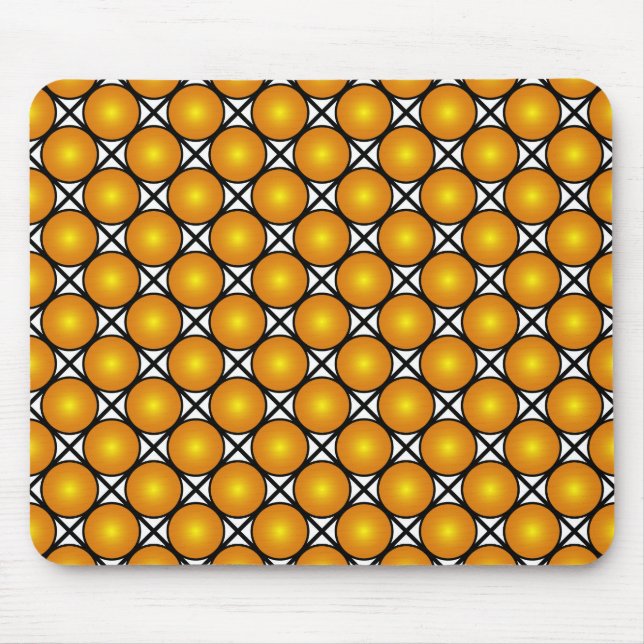 Luminous Golden Dots Black White Lattice Pattern Mouse Mat (Front)