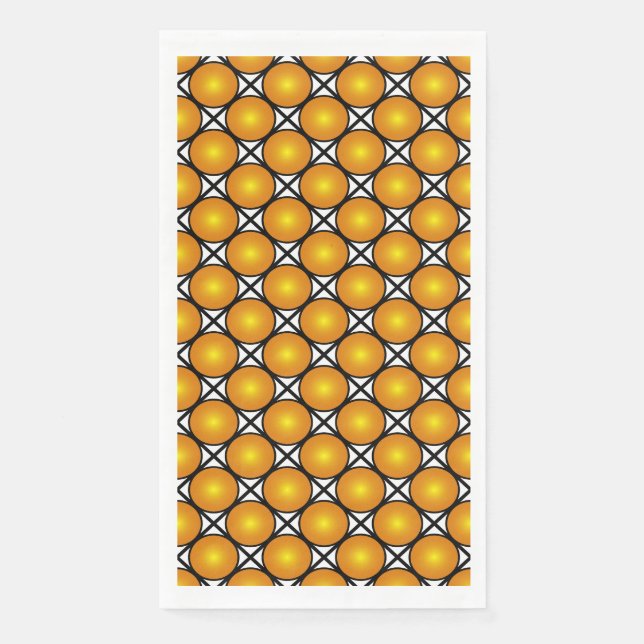Luminous Golden Dots Black White Lattice Pattern Napkin (Front)