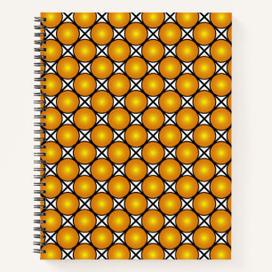 Luminous Golden Dots Black White Lattice Pattern Notebook
