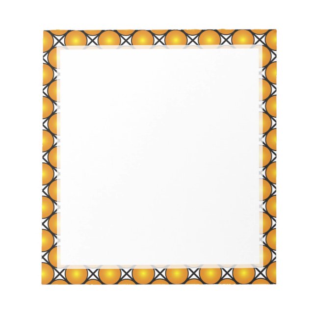 Luminous Golden Dots Black White Lattice Pattern Notepad (Front)