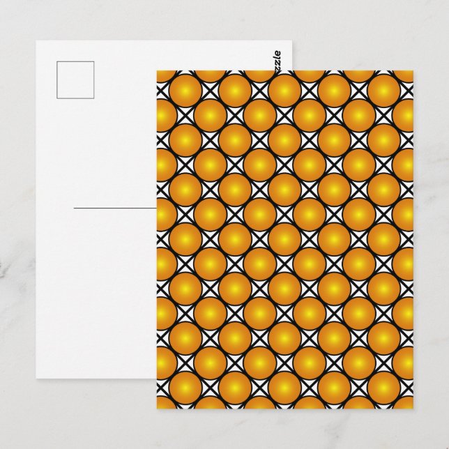 Luminous Golden Dots Black White Lattice Pattern Postcard (Front/Back)