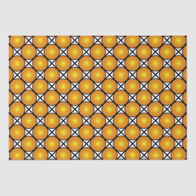 Luminous Golden Dots Black White Lattice Pattern Tissue Paper (Front)