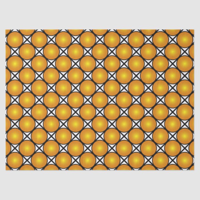 Luminous Golden Dots Black White Lattice Pattern Tissue Paper (Front)