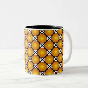 Luminous Golden Dots Black White Lattice Pattern Two-Tone Coffee Mug