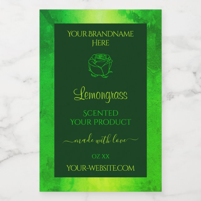 Luminous Green Marble Pattern Product Label Floral (Single Label)