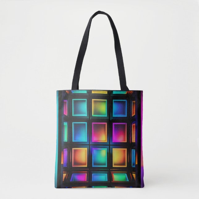 Luminous Grid Spectrum Tote Bag (Front)