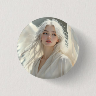 Luminous Guardian – Angel of Silver Dawn 3 Cm Round Badge
