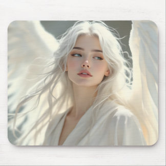 Luminous Guardian – Angel of Silver Dawn Mouse Mat